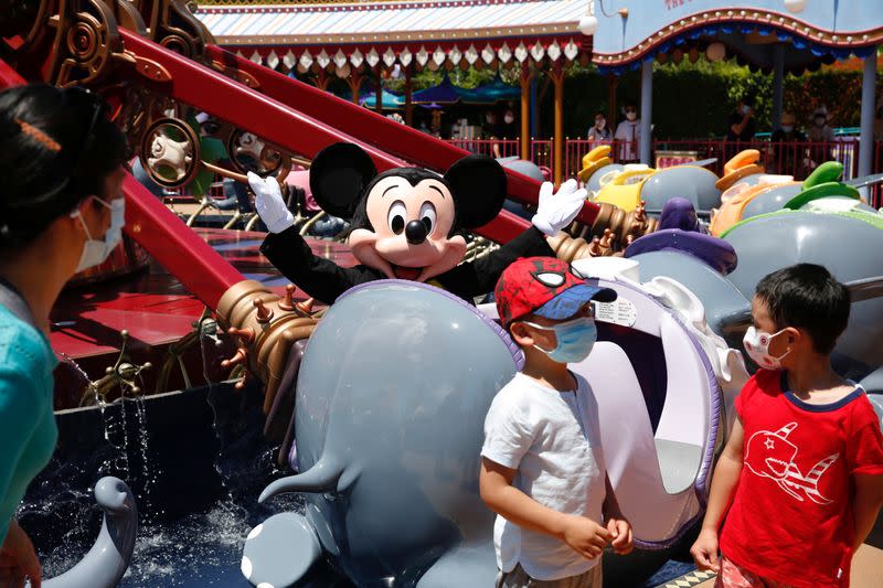 Social distance at Disneyland after it reopened following a shutdown due to the coronavirus disease (COVID-19) in Hong Kong