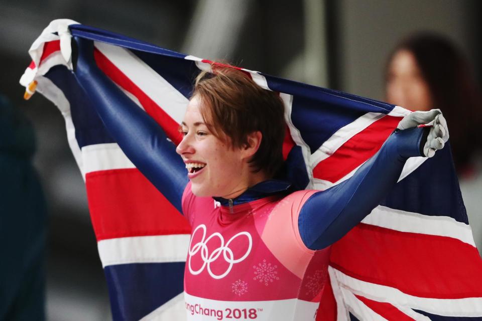 Yarnold celebrates a stunning gold medal victory: Getty Images