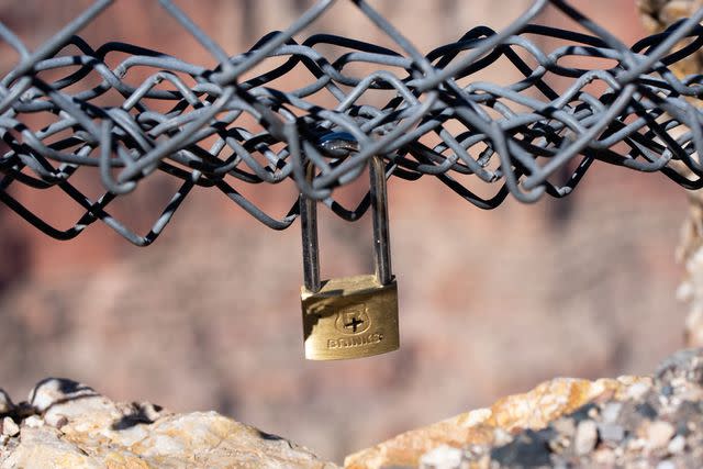 <p>NPS Photos / D. Pawlak</p> A photograph of a love lock left at Grand Canyon National Park