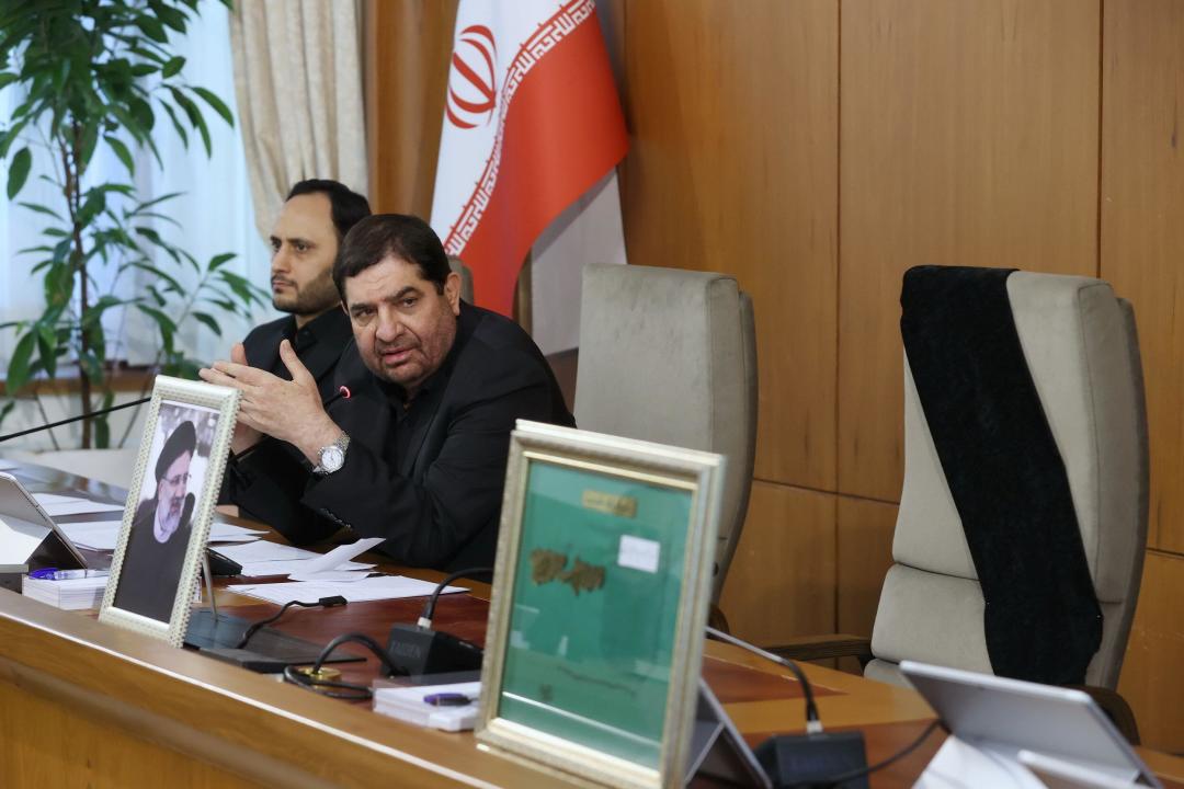 May 20, 2024, Tehran, Iran: Iranian First Vice President MOHAMMAD MOKHBER (2L) speaks during an extraordinary meeting of the government board in Tehran. President Raisi, Foreign Minister Amir-Abdollahian, and several others were killed in a helicopter crash in the mountainous Varzaghan area on 19 May, during their return to Tehran, after an inauguration ceremony of the joint Iran-Azerbaijan constructed Qiz-Qalasi dam at the Aras river. (Credit Image: © Iranian Presidency via ZUMA Press Wire) EDITORIAL USAGE ONLY! Not for Commercial USAGE!