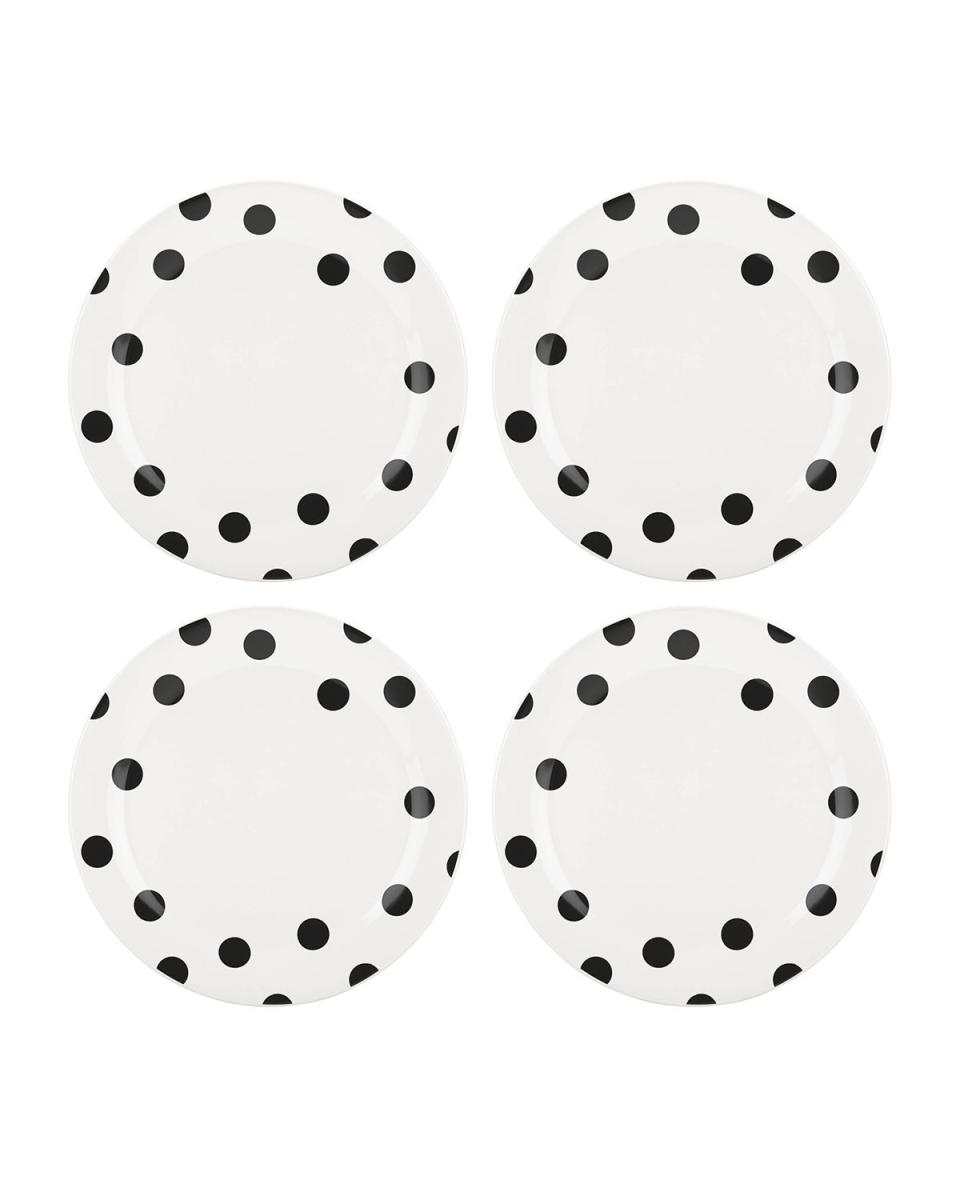 11) deco dot dinner plates, set of four