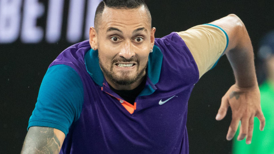 Nick Kyrgios, pictured here in action against Dominic Thiem at the Australian Open.