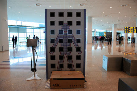 A full-body scanner is pictured during a media tour of the newly built Islamabad International Airport, ahead of its official opening, Pakistan April 18, 2018. REUTERS/Faisal Mahmood