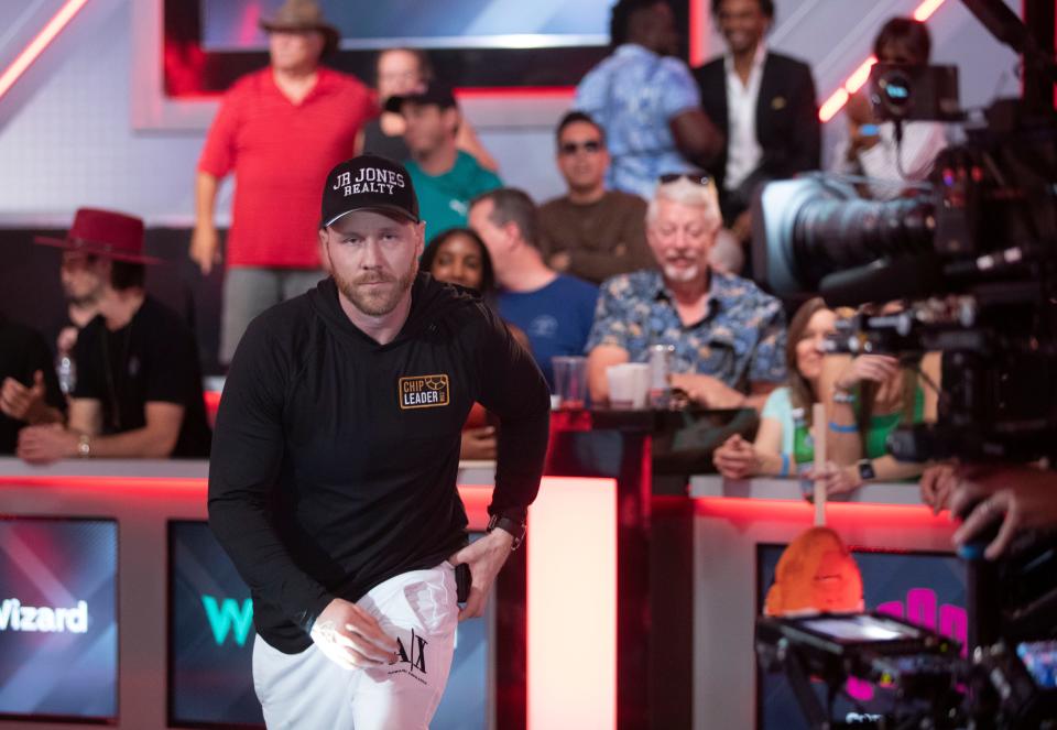 Troy, Michigan, native and second place finisher Steven Jones Jr., who lives in Phoenix, leaves the final table after losing to Daniel Weinman, of Atlanta, in the World Series of Poker Main Event at Horseshoe Las Vegas, Monday, July 17, 2023.