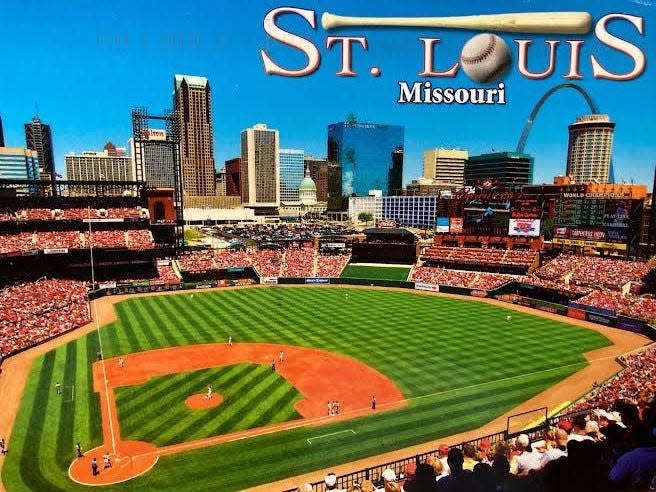 Busch Stadium, home of the St. Louis Cardinals is shown in a postcard sent by William and Anita McKie.