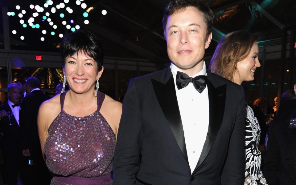 Ghislaine Maxwell and Elon Musk attend the 2014 Vanity Fair Oscar Party - Kevin Mazur/VF14/WireImage