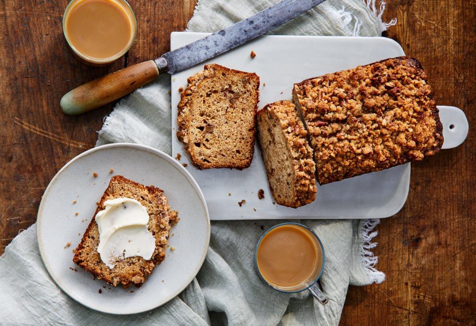 <p><strong>Recipe: </strong><a href="https://www.southernliving.com/recipes/apple-butter-pecan-quick-bread" rel="nofollow noopener" target="_blank" data-ylk="slk:Apple Butter-Pecan Quick Bread;elm:context_link;itc:0;sec:content-canvas" class="link "><strong>Apple Butter-Pecan Quick Bread</strong></a></p> <p>We saw more readers make this recipe than any of the other recipes using our <a href="https://www.southernliving.com/recipes/slow-cooker-apple-butter" rel="nofollow noopener" target="_blank" data-ylk="slk:Slow-Cooker Apple Butter;elm:context_link;itc:0;sec:content-canvas" class="link ">Slow-Cooker Apple Butter</a>. Delicious with your morning cup of coffee (warmed, with a pat of butter!) or after a meal, this bread smells and tastes like everything you love about fall baking.</p>