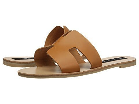 <strong>Sizes</strong>: 5.5 - 10<br /><a href="https://www.zappos.com/p/steven-greece-sandal-cognac-leather/product/9034058/color/310" target="_blank" rel="noopener noreferrer">Shop them here.</a>