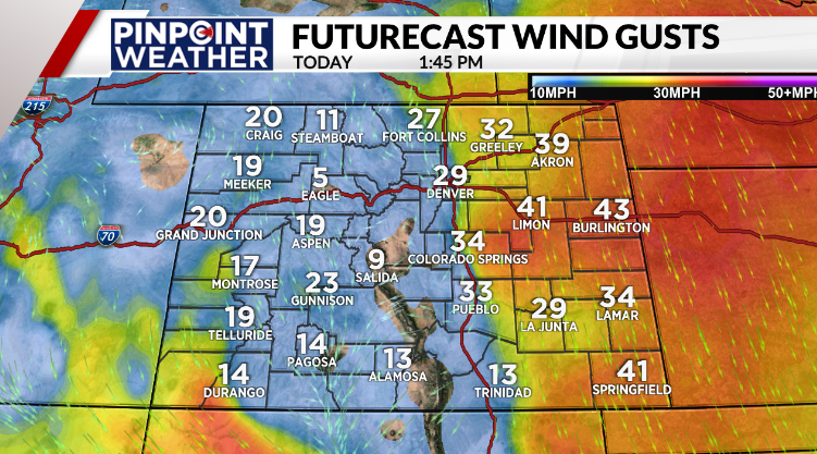 Pinpoint Weather: Wind gusts on March 25