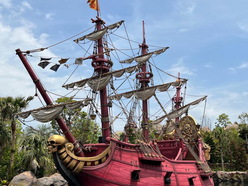 Guests can climb about Captain Hook's ship, the Jolly Roger, and pretend to be pirates in Peter Pan's Never Land.