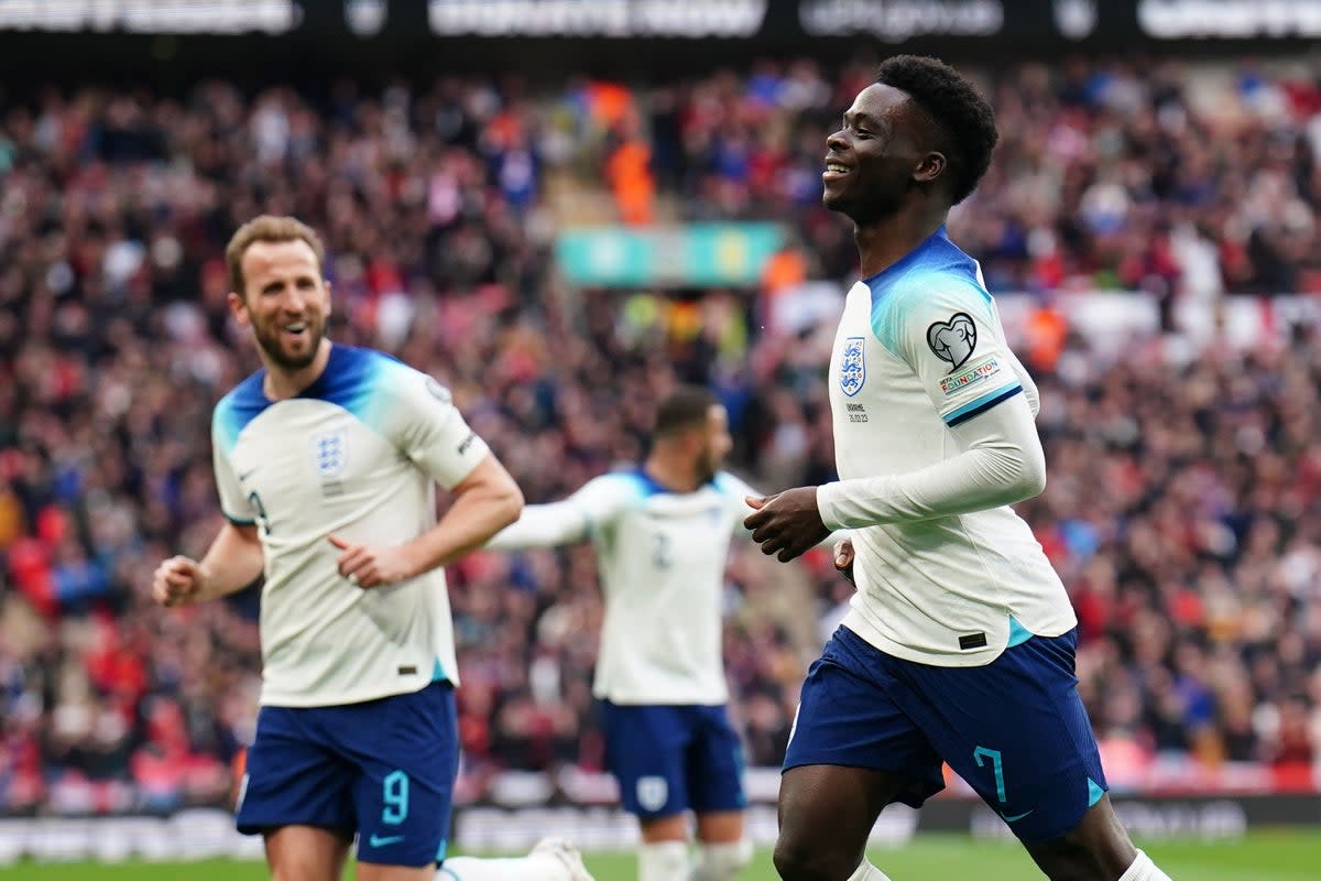 Bukayo Saka and Harry Kane struck for England (Zac Goodwin/PA) (PA Wire)