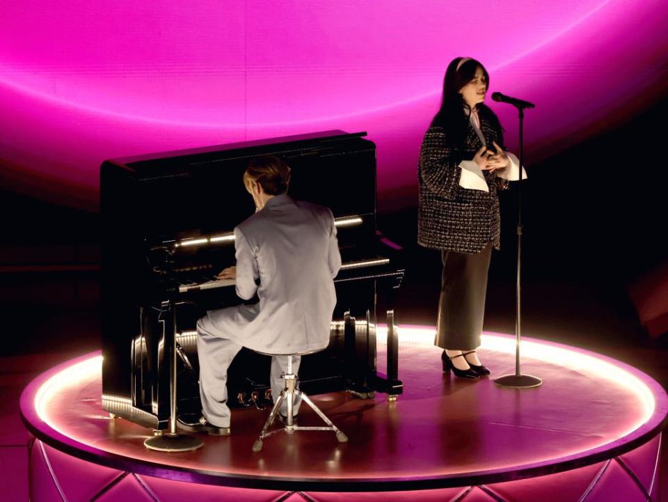 hollywood, california march 10 l r finneas oconnell and billie eilish perform onstage during the 96th annual academy awards at dolby theatre on march 10, 2024 in hollywood, california photo by kevin wintergetty images