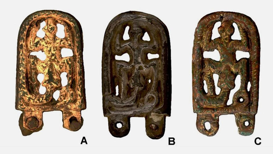 Bronze belt fitting from Lány in the Czech Republic (A), Hungary (B) and southern Germany (C).