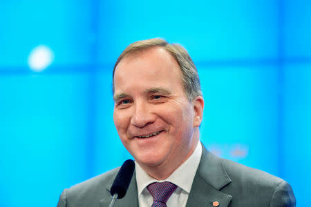 Swedish Prime Minister Stefan Lofven attends a news conference after meeting with Speaker of the Parliament Andreas Norlen in Stockholm, Sweden January 16, 2019. TT News Agency/Jessica Gow via REUTERS