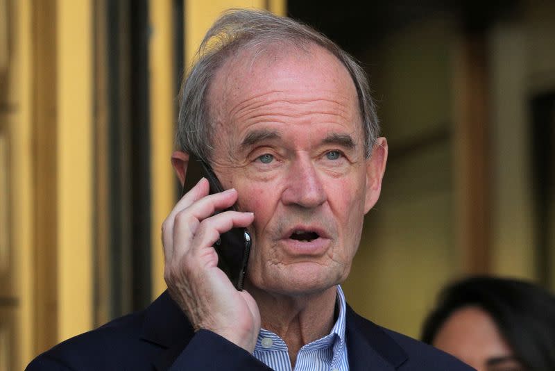 FILE PHOTO: Lawyer David Boies speaks on the phone after a bail hearing in U.S. financier Jeffrey Epstein's sex trafficking case in New York City