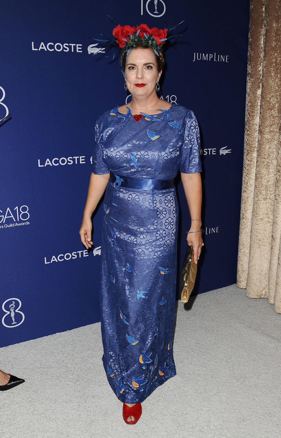 Kristin M. Burke in a flower crown at the 18th Costume Designers Guild Awards at the Beverly Hilton on Feb. 23, 2016, in Beverly Hills, Calif.