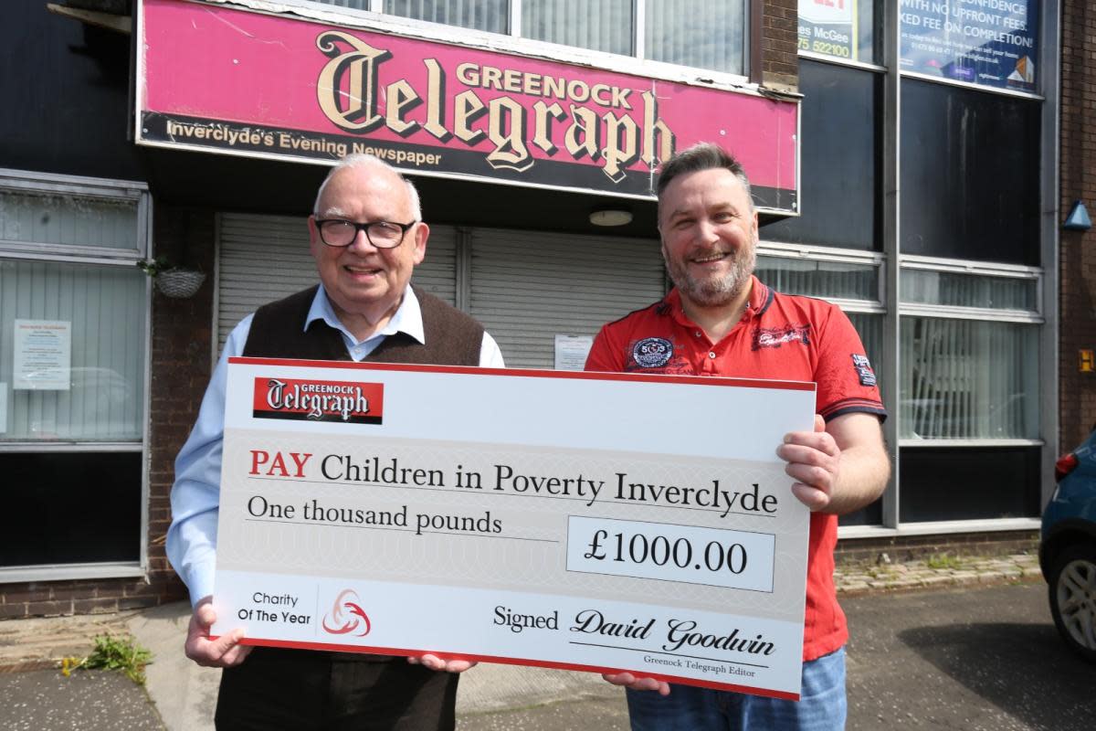 Children in Poverty Inverclyde chairman pictured with Tele editor David Goodwin <i>(Image: George Munro)</i>