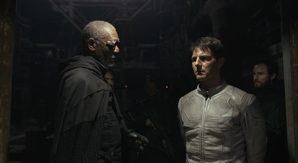 Morgan Freeman and Tom Cruise in Universal Pictures' "Oblivion" - 2013