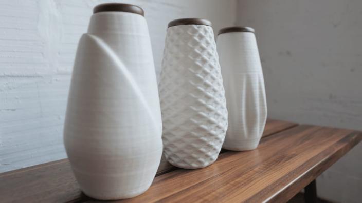 <div class="inline-image__caption"><p>3D-printed urns for sale from direct-to-consumer cremation company Solace Cremations. </p></div> <div class="inline-image__credit">Solace Cremations</div>