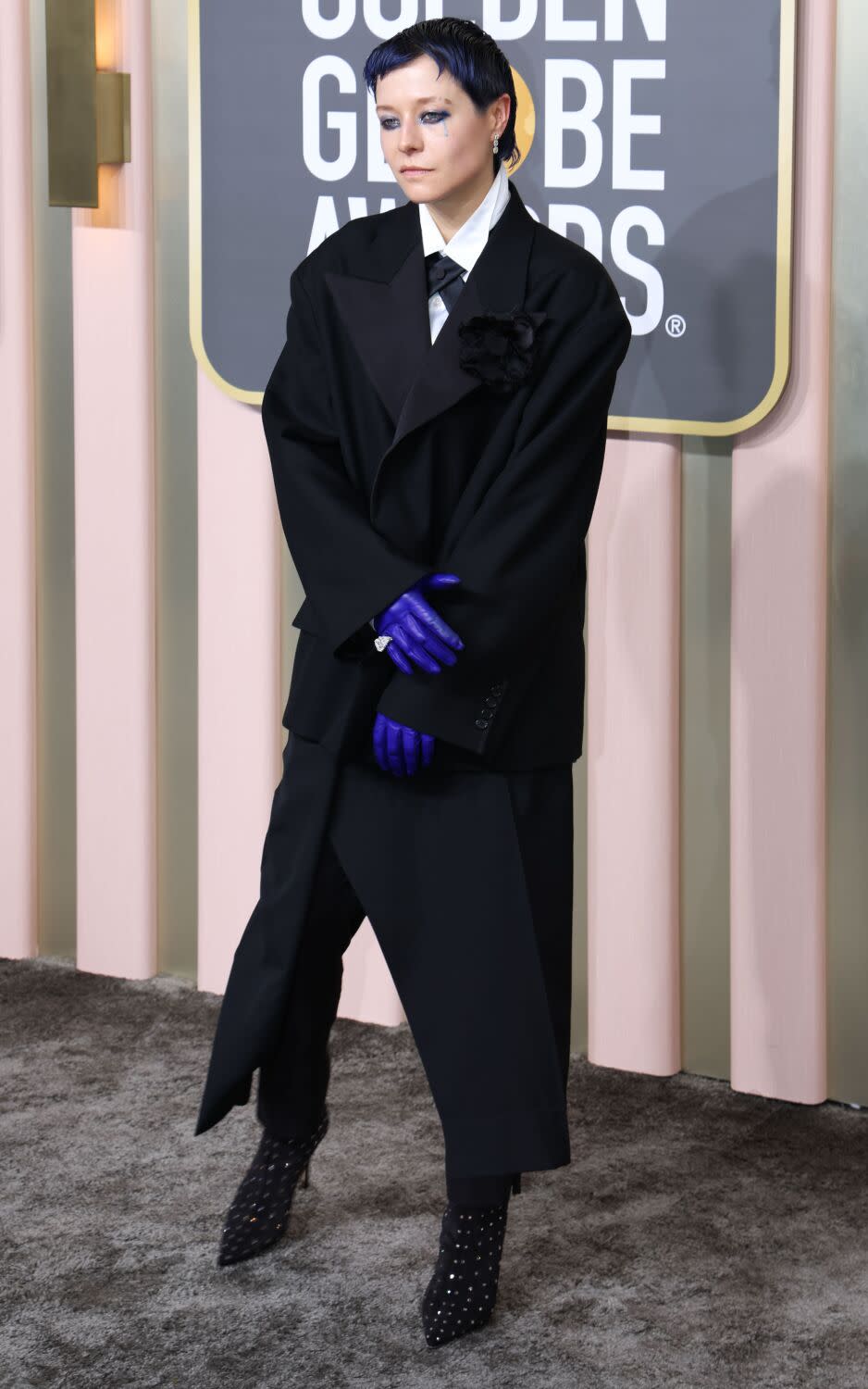 Emma D'Arcy in an Acne Studios ensemble at the Golden Globes