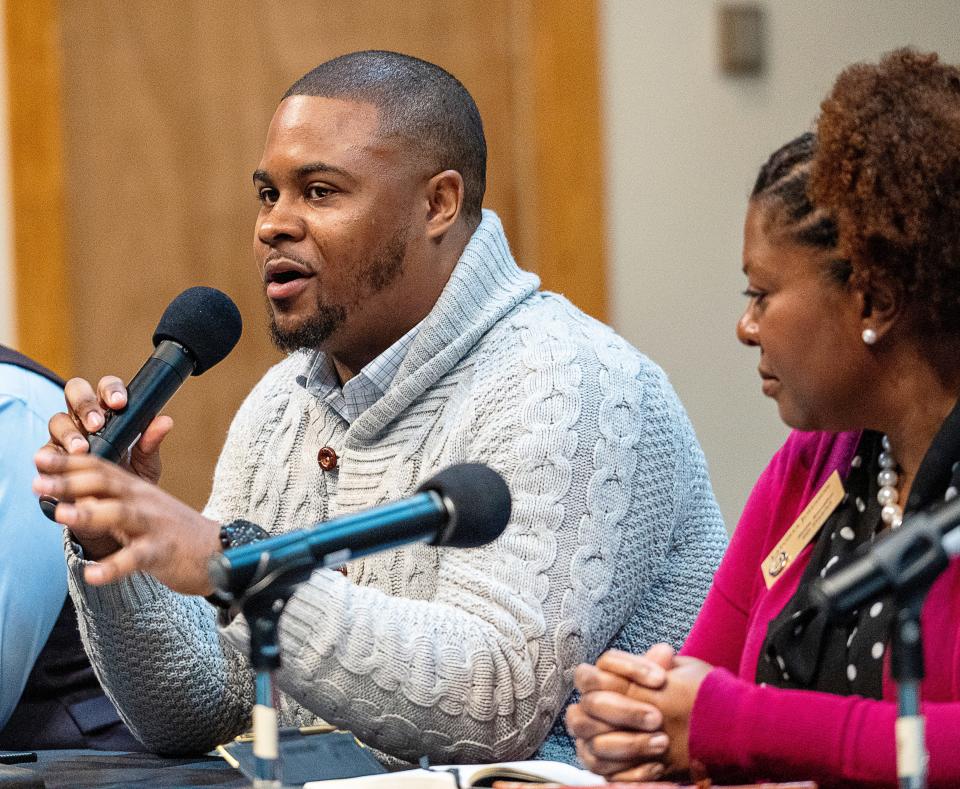 (Left) Rep. Kalan Haywood and (right) Sen. LaTonya Johnson speak at the listening session for the 2023-2025 Wisconsin State Budget at the Wisconsin Black Historical Society and Museum on Saturday April 29, 2023 in Milwaukee, Wis. Jovanny Hernandez / Milwaukee Journal Sentinel