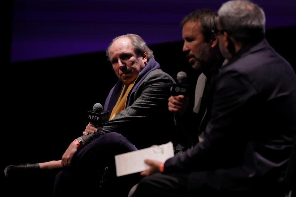 Hans Zimmer with Denis Villeneuve at a Dune Q&A in New York (Getty Images)