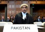 Queen's Counsel Khawar Qureshi is seen at the International Court of Justice before the issue of a verdict in the case of Indian national Kulbhushan Jadhav in The Hague