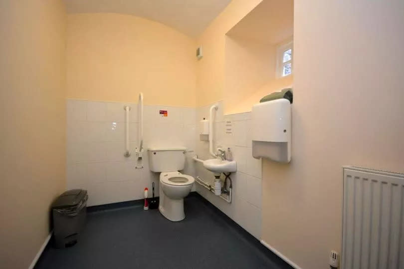 A former cell now used as a spacious toilet