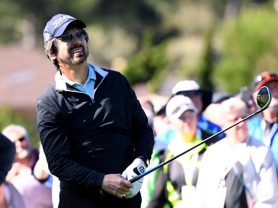 PEBBLE BEACH, CALIFORNIA - FEBRUARY 06:  Actor Ray Romano reacts to his shot on the first tee during the 3M Celebrity Challenge at the AT&T Pebble Beach Pro-Am on February 06, 2019 in Pebble Beach, California. (Photo by Harry How/Getty Images)