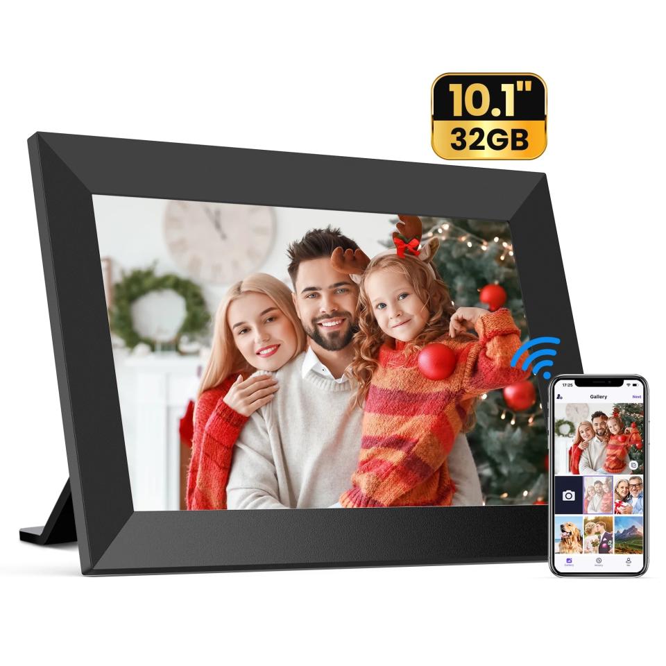 black digital frame with picture on display