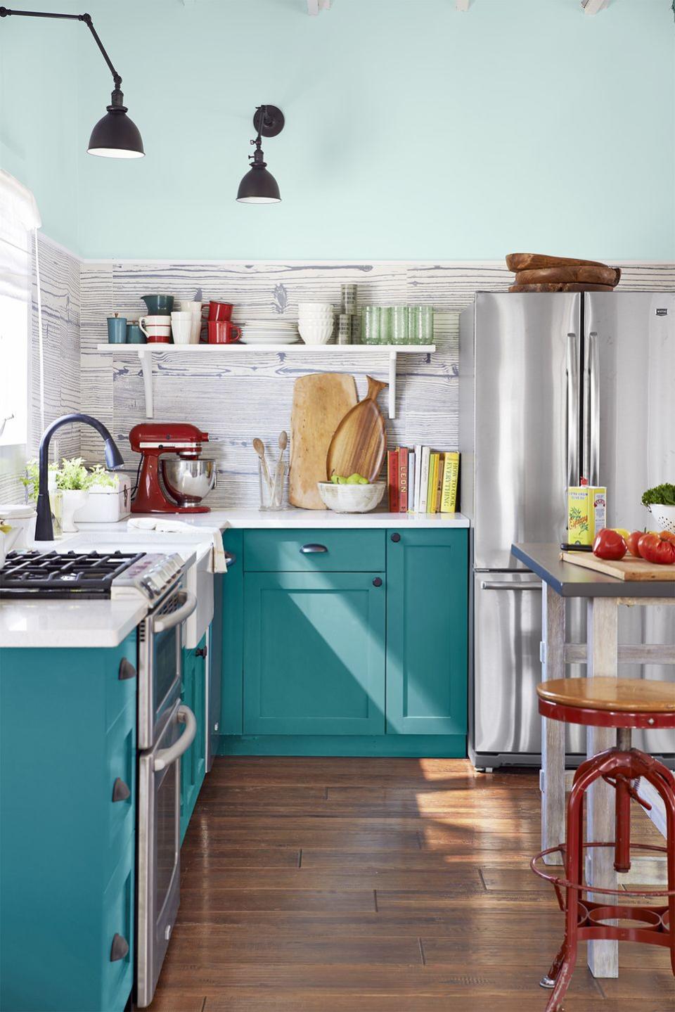 blue kitchen cabinets