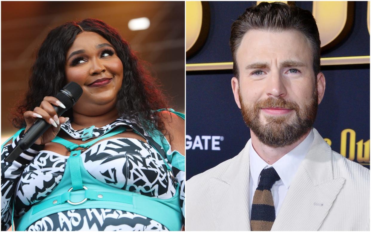 (L-R) Lizzo, Chris Evans