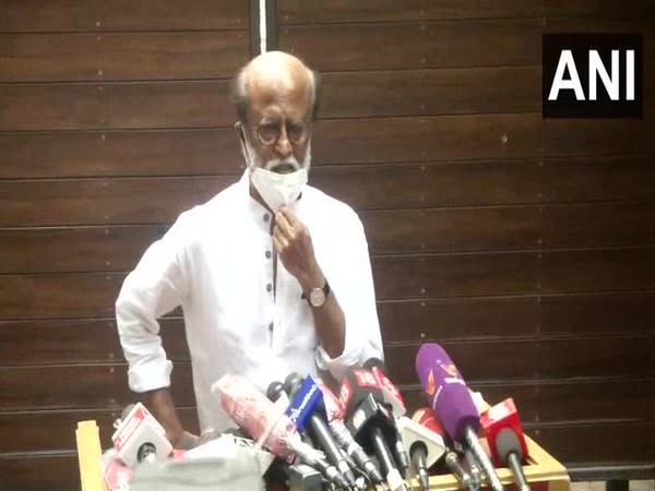 Actor Rajinikanth at a press conference in Chennai on Monday. [Photo/ANI]