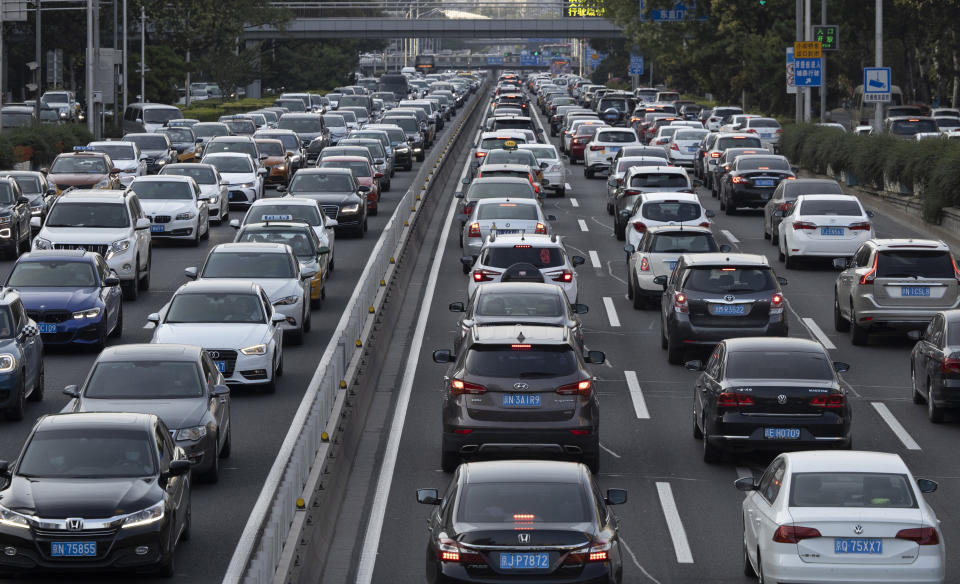 A busy highway is seen in Beijing on Tuesday, July 21, 2020. China’s auto sales rose by 16.4% in July over a year earlier to 2.1 million units in a sign of sustained recovery for the industry’s biggest global market, an industry group said Tuesday. (AP Photo/Ng Han Guan)