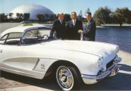 NASA astronaut Alan Shepherd gets the keys to his Corvette at GM's Design Studios. GM arranged for astronauts to receive free Vettes through the 1960s.