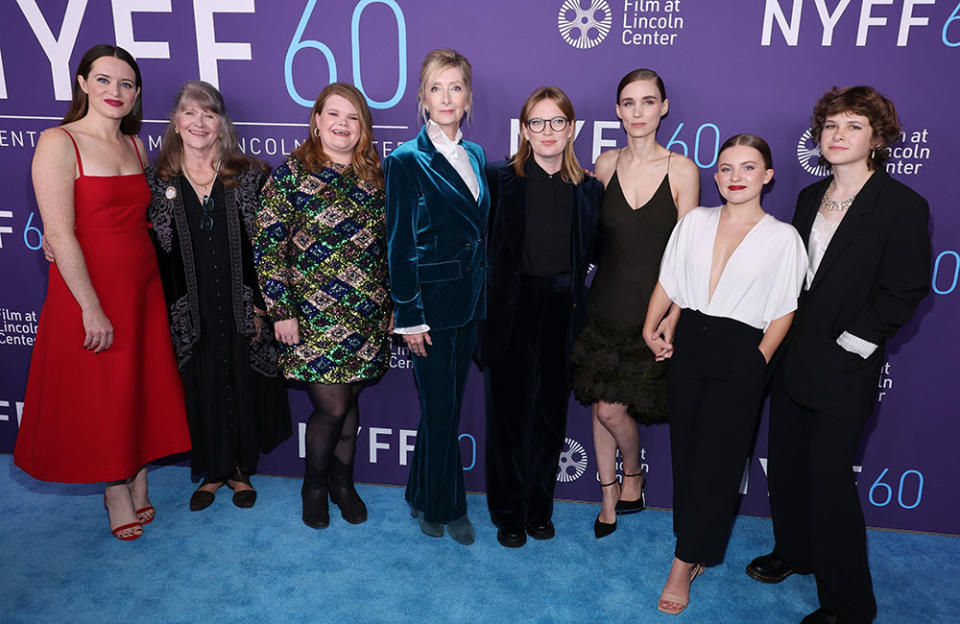 (L-R) Claire Foy, Judith Ivey, Michelle McLeod, Sheila McCarthy, Sarah Polley, Rooney Mara, Kate Hallett and Liv McNeil attend the red carpet event for "Women Talking" during the 60th New York Film Festival at Alice Tully Hall, Lincoln Center on October 10, 2022 in New York City.