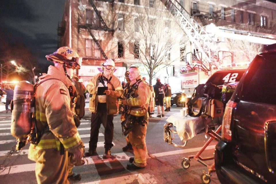 The fire ripped through the four-story apartment building at 159 Bay 29 Street around 6:45 p.m., the FDNY said. Wayne Carrington