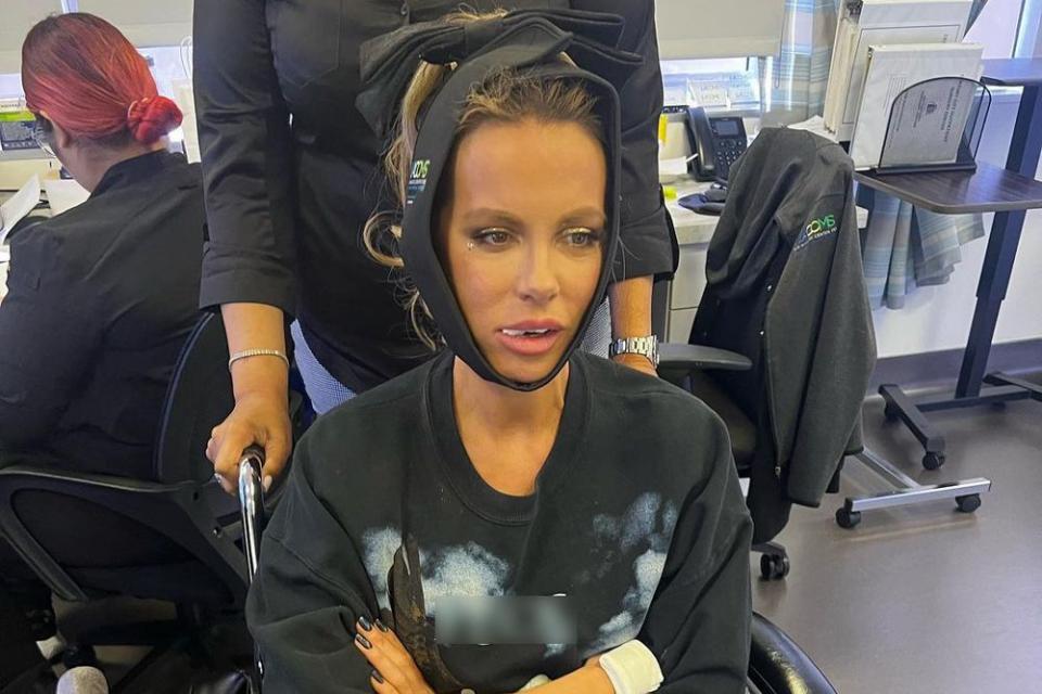 <p>Kate Beckinsale/Instagram</p> Kate Beckinsale shared a snap of her leaving the dental surgery on Nov.1, 2023