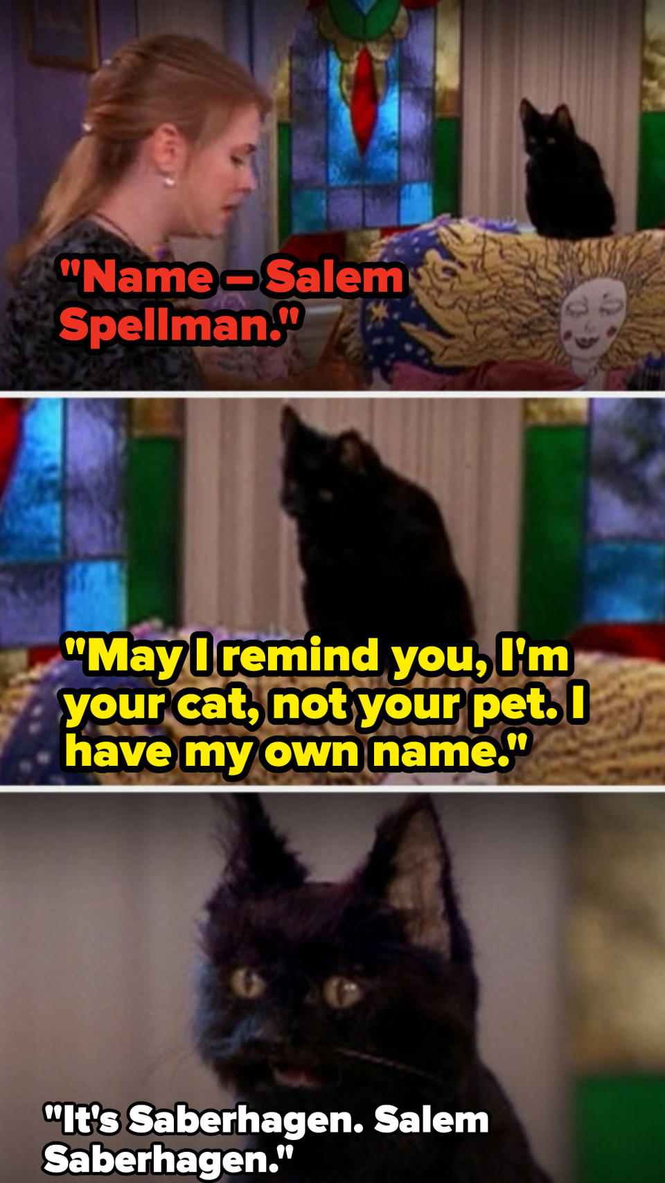 Salem tells Sabrina his last name is Saberhagen