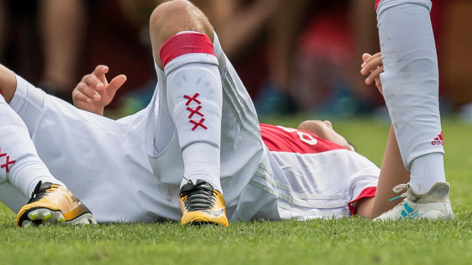 Abdelhak Nouri of Ajax is very badly injured during the friendly match between Ajax Amsterdam and SV Werder Bremen at Lindenstadion on July 08, 2017 in Hippach, Austria(Photo by VI Images via Getty Images)