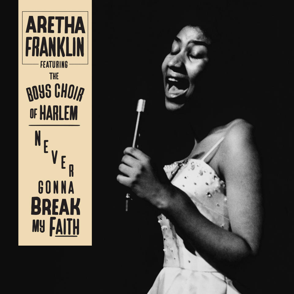 En esta imagen proporcionada por Legacy Recordings la portada del sencillo "Never Gonna Break My Faith" de Aretha Franklin. La versión inédita en solitario de su poderosa colaboración con Mary J. Blige fue lanzada el 19 de junio de 2020 en el Juneteenth, el día que conmemora la emancipación de los esclavos en Estados Unidos. (Legacy Recordings via AP)