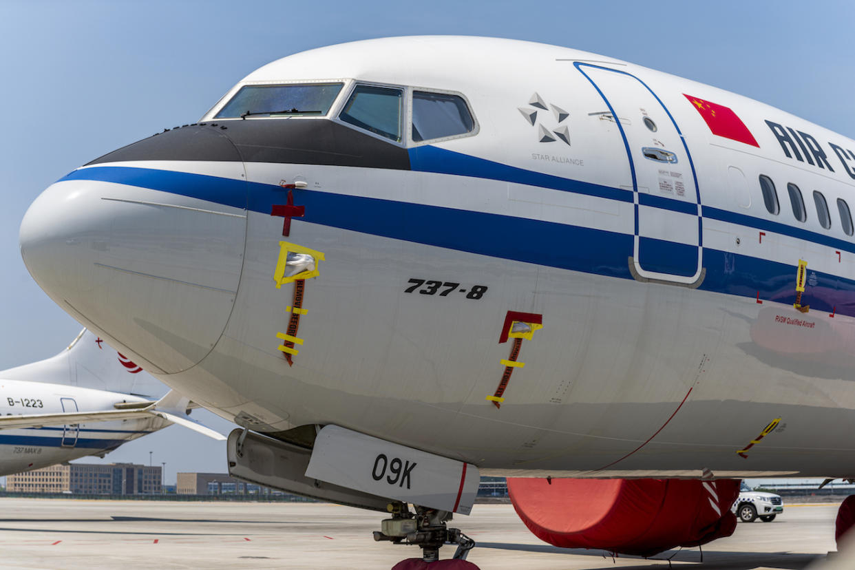 A Boeing 737 Max jet plane of Air China is parked at Beijing Capital International Airport (Picture: PA)