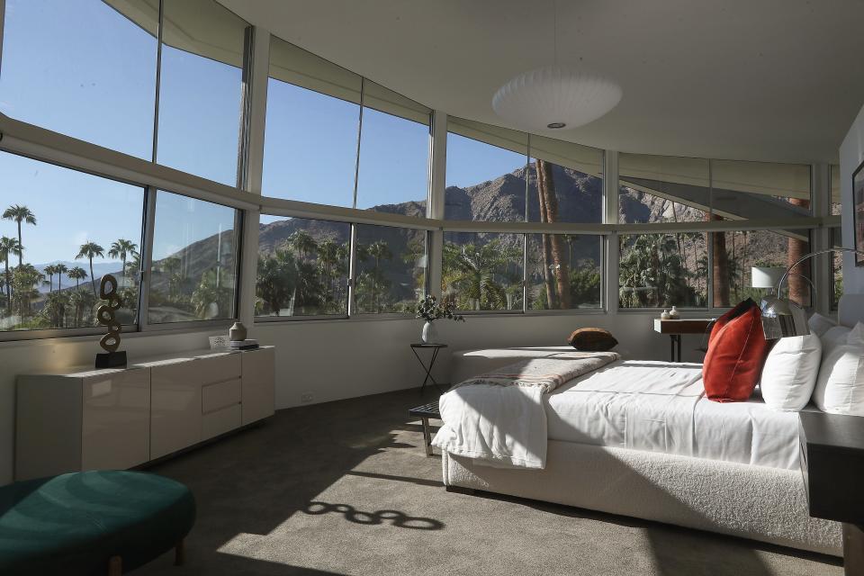 The primary bedroom in the House of Tomorrow which is a featured home during Modernism Week in Palm Springs, Calif., Oct. 14, 2022. 