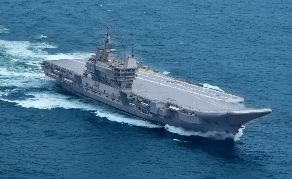 INS <em>Vikrant</em> during sea trials. <em>Cochin Shipyard Limited</em>