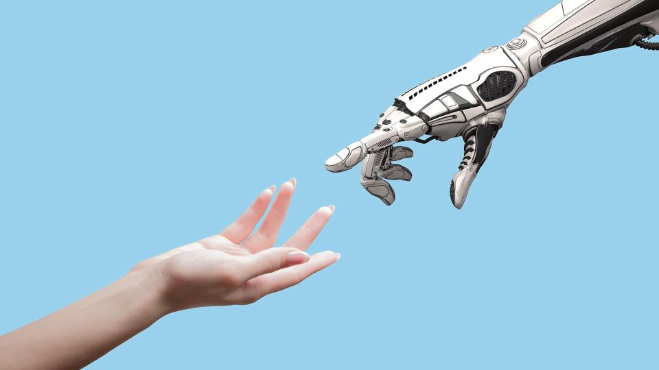artificial intelligence robat with hand concept