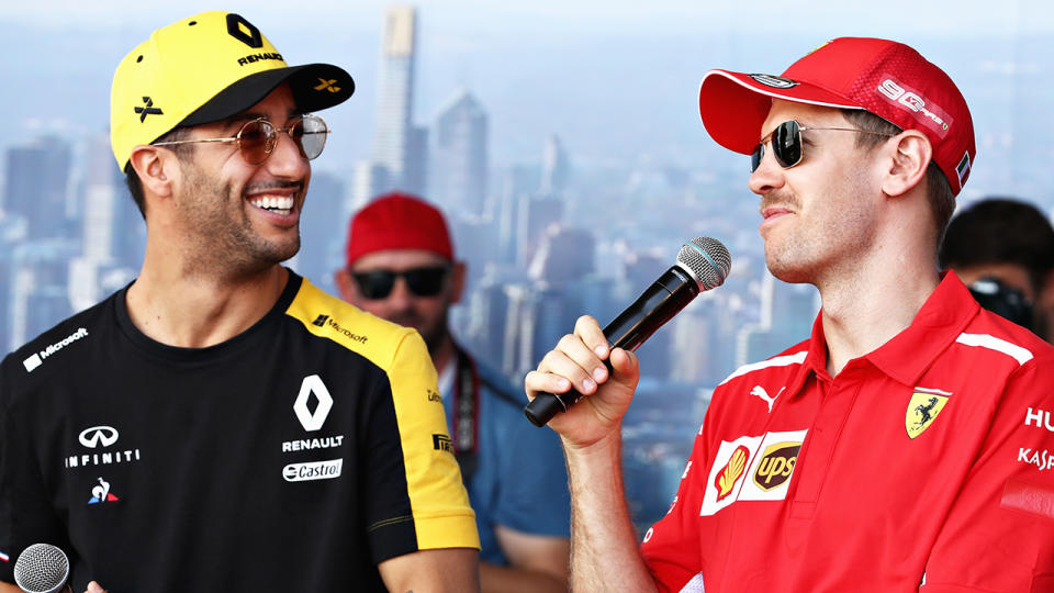 Daniel Ricciardo and Sebastian Vettel, pictured at the Australian Grand Prix, have both been linked to surprise moves next F1 season.