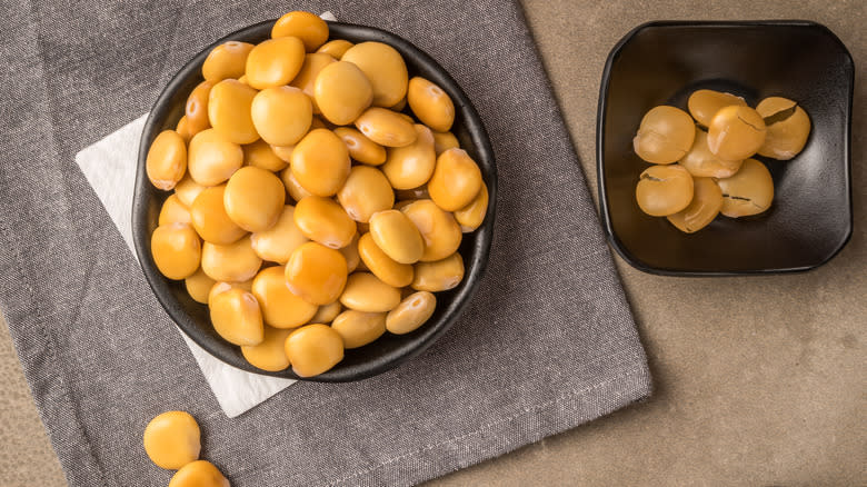 Bowl of yellow lupin beans