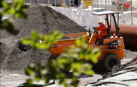 A worker drives heavy machinery on a construction site next to Barangaroo building complex in Sydney's central business district (CBD) Australia, November 9, 2017. REUTERS/Daniel Munoz