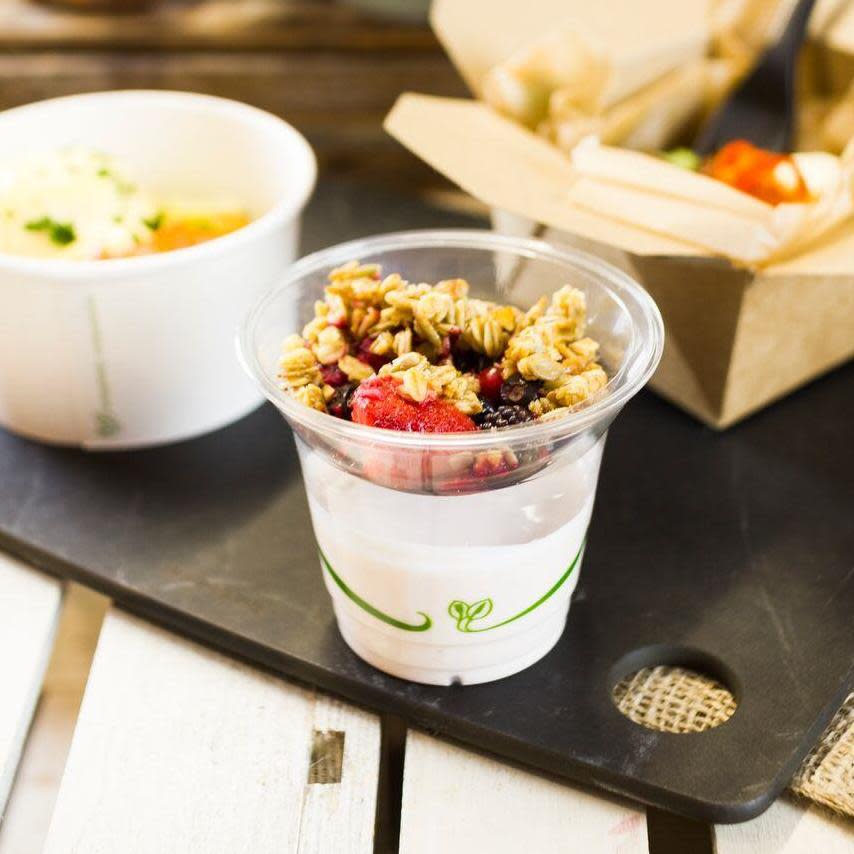 Plant-based compostable packaging is designed to be recycled with food waste (Vegware)