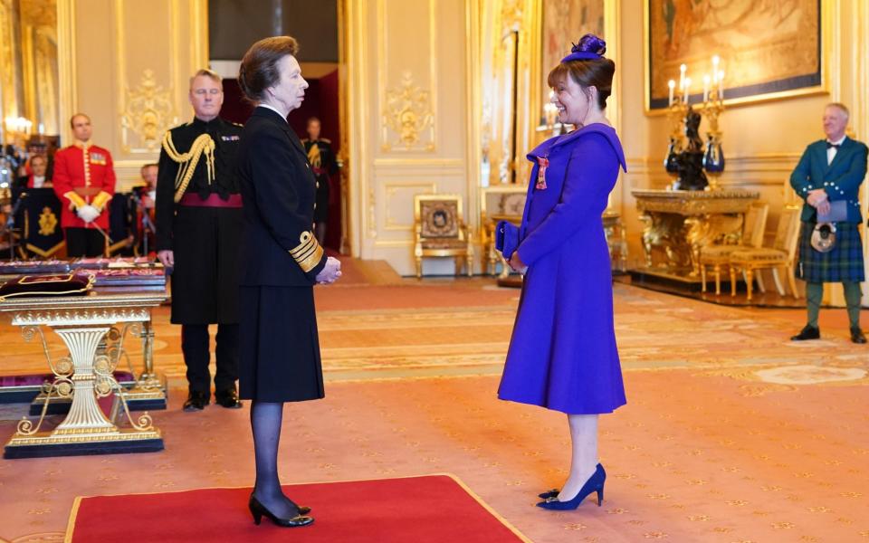 Miss Lorraine Kelly from Bourne End was made a CBE (Commander of the Order of the British Empire) by the Princess Royal at Windsor Castle - Dominic Lipinski/PA Wire